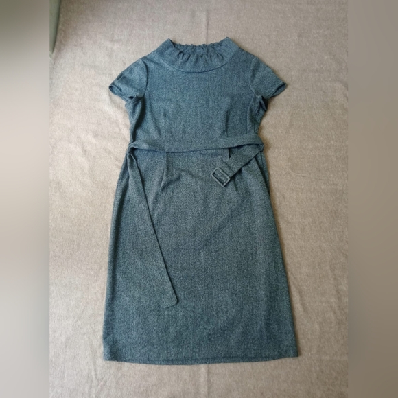 TO THE MAX BLACK MOCK NECK SHORT SLEEVE BELTED SHEATH DRESS SIZE Large - Picture 8 of 8